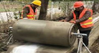 Swiftcrete concrete rolls being laid.