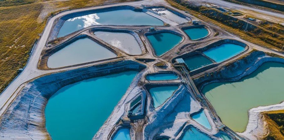 Mining pools lined with concrete rolls Mining pools lined with concrete rolls